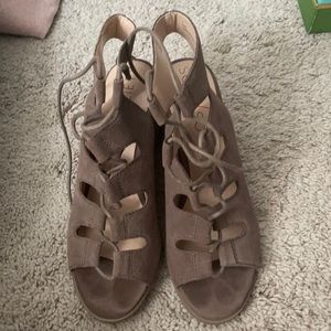 Sole Society lace up open toe booties